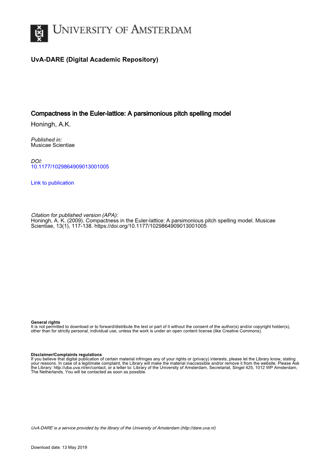 A Parsimonious Pitch Spelling Model Honingh, AK