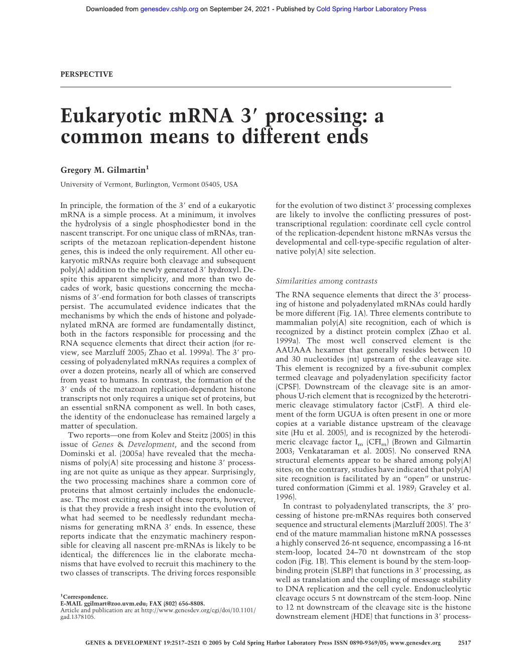 Eukaryotic Mrna 3 Processing