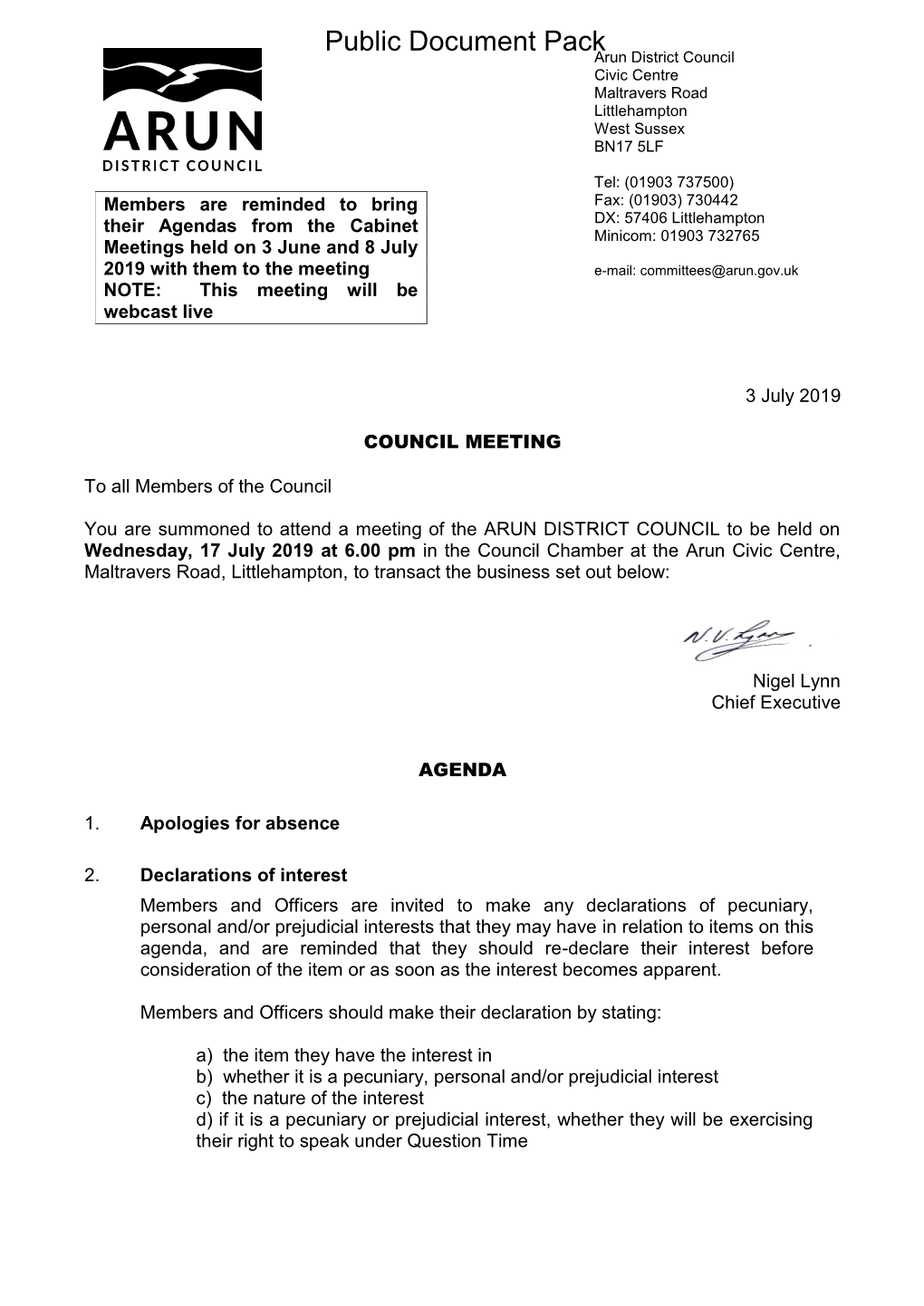 (Public Pack)Agenda Document for Full Council, 17/07/2019 18:00