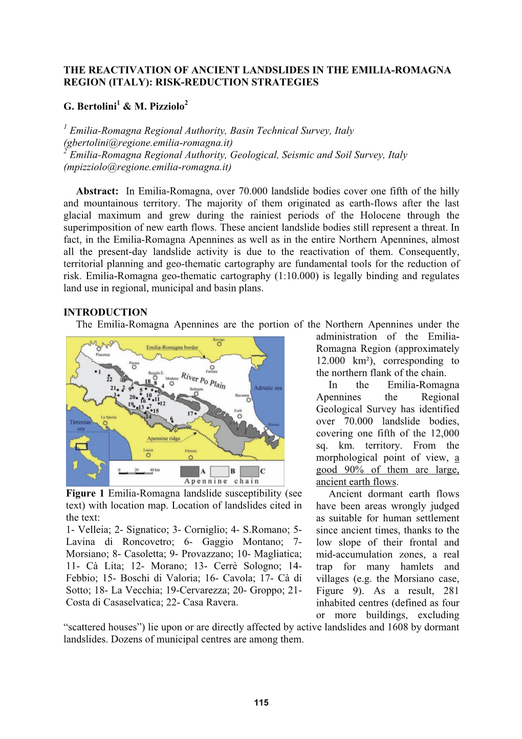 The Reactivation of Ancient Landslides in the Emilia-Romagna Region (Italy): Risk-Reduction Strategies