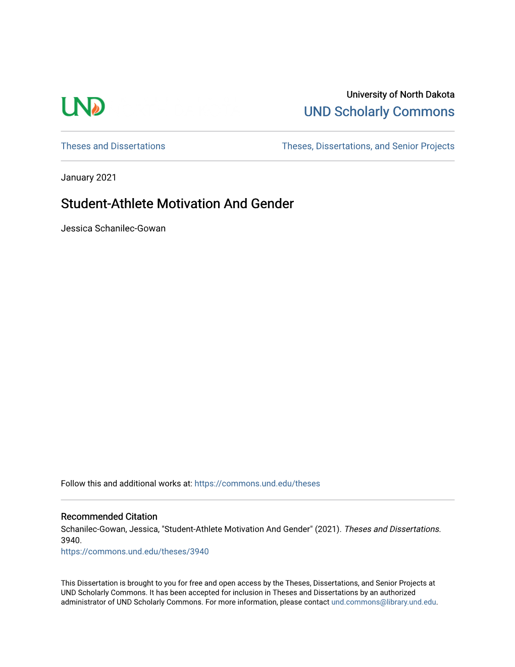 Student-Athlete Motivation and Gender