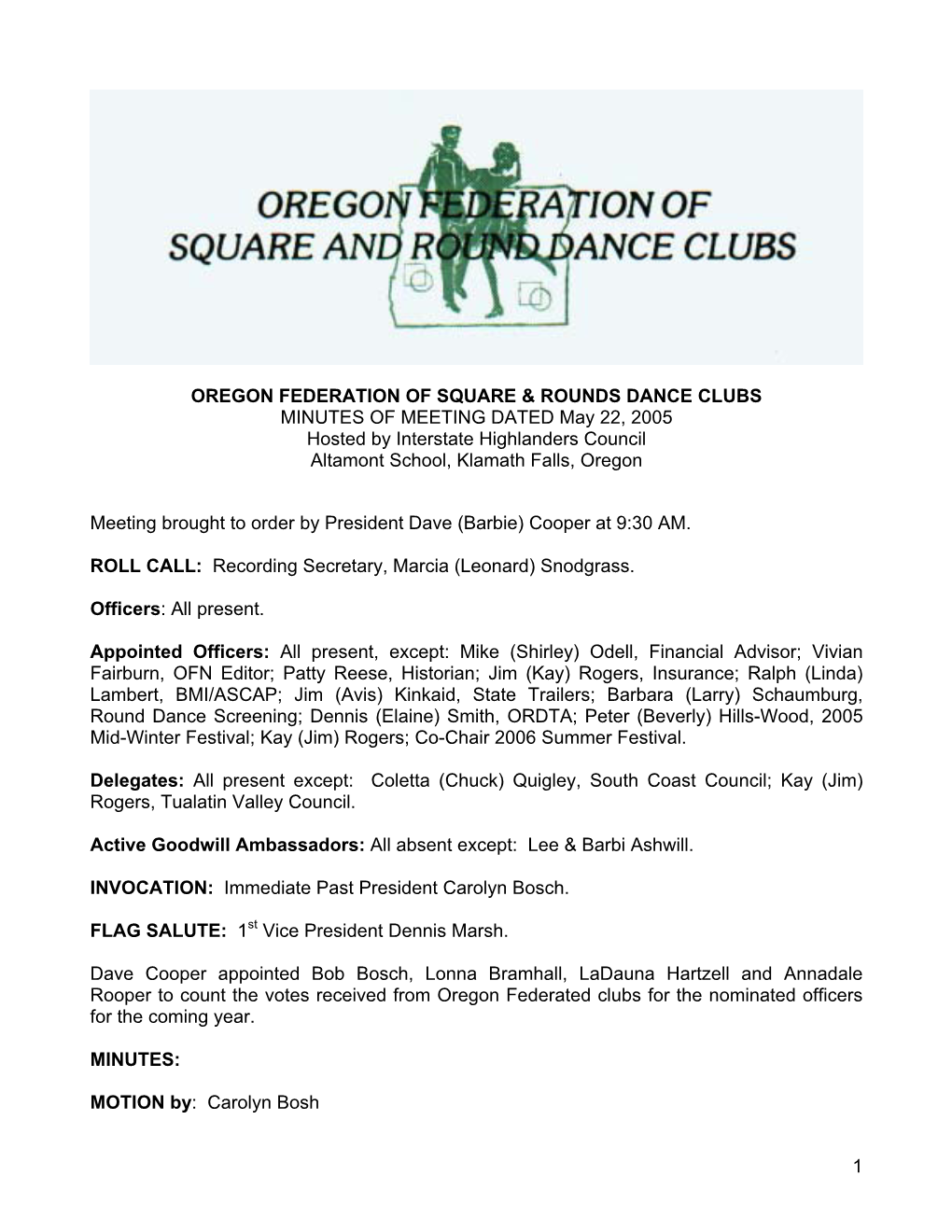 1 Oregon Federation of Square & Rounds Dance