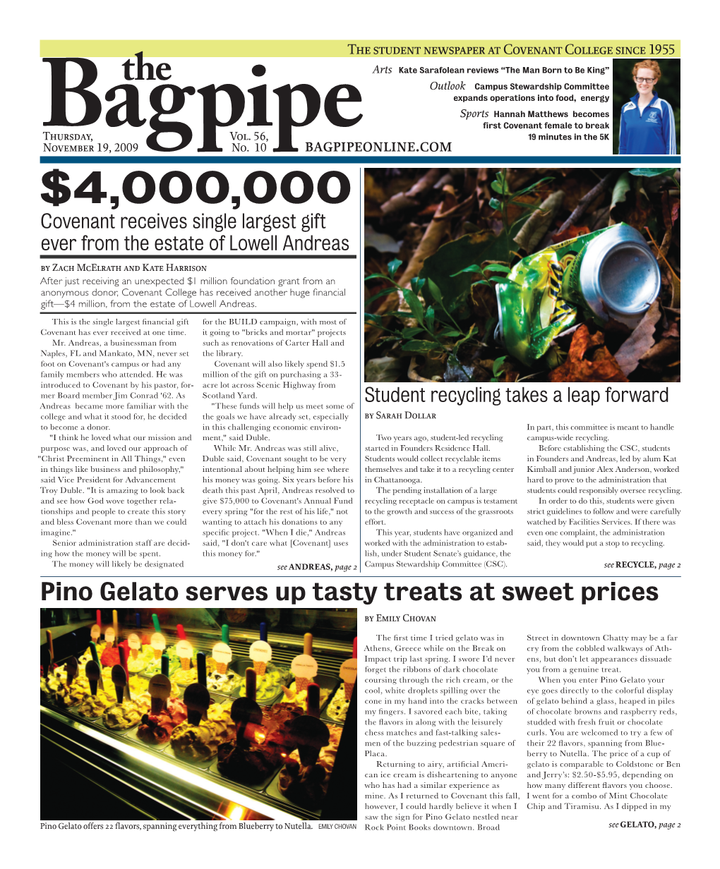 Bagpipethe Student Newspaper at Covenant College Since 1955