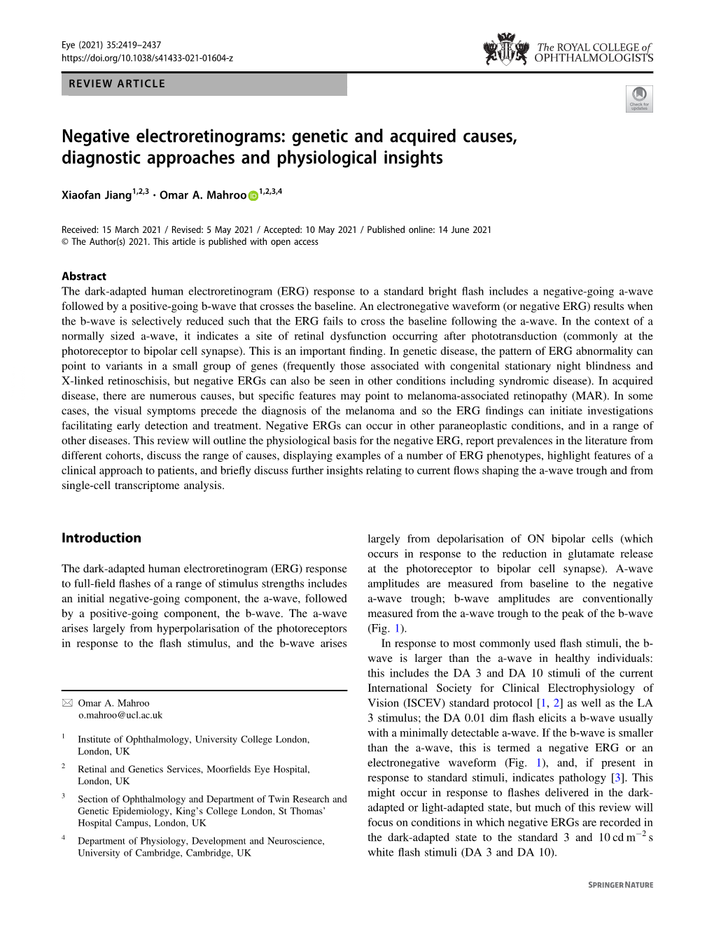 Negative Electroretinograms: Genetic and Acquired Causes, Diagnostic Approaches and Physiological Insights