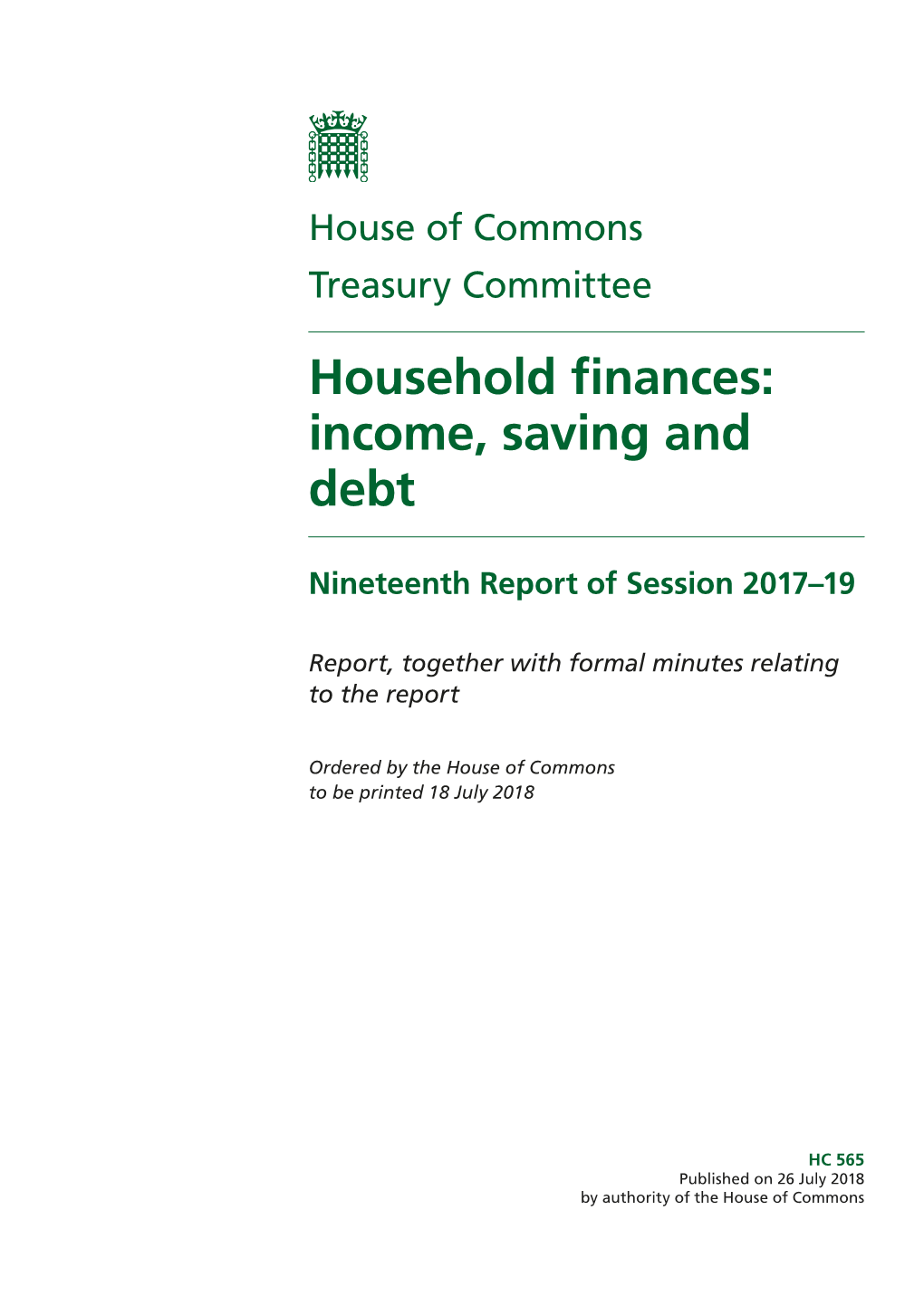 Household Finances: Income, Saving and Debt