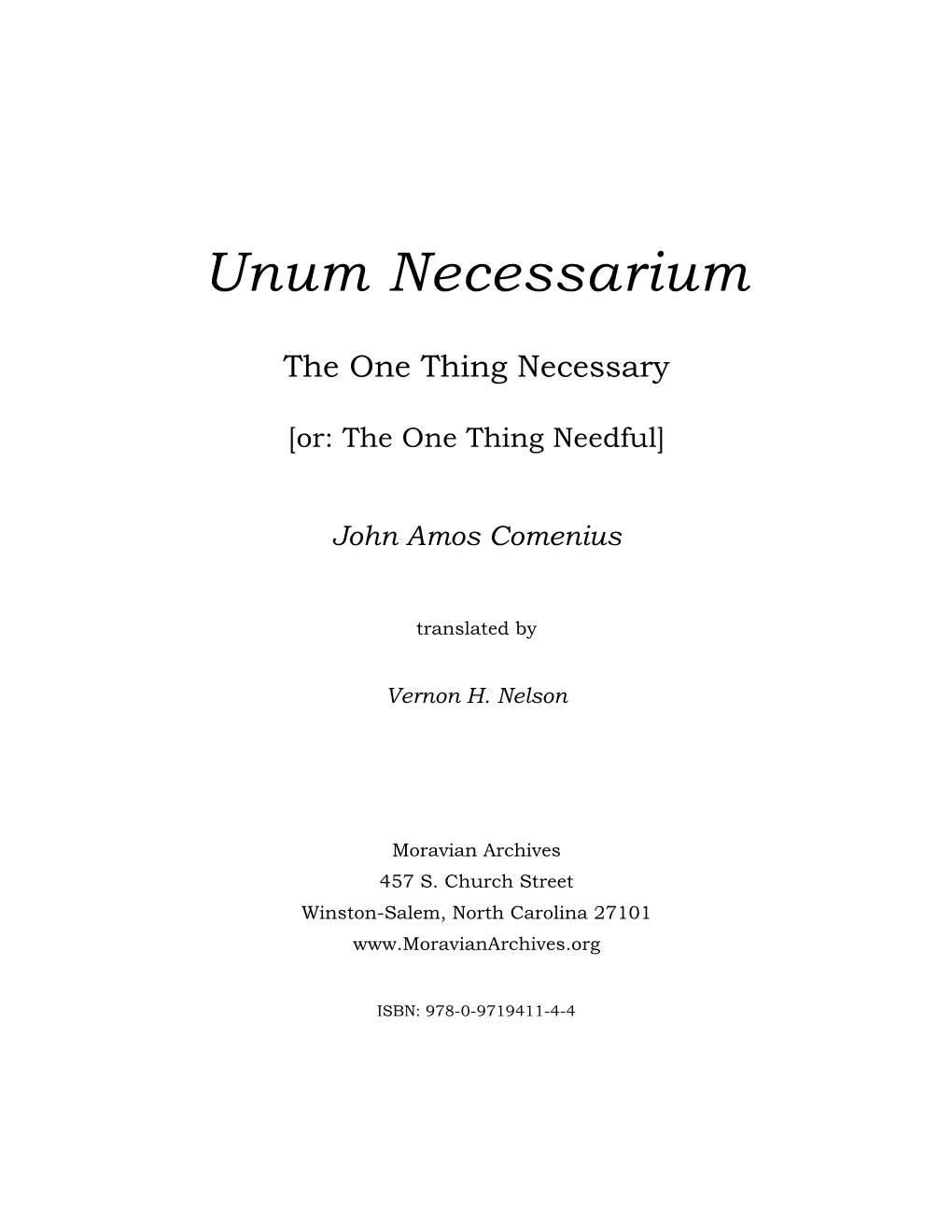 Unum Necessarium