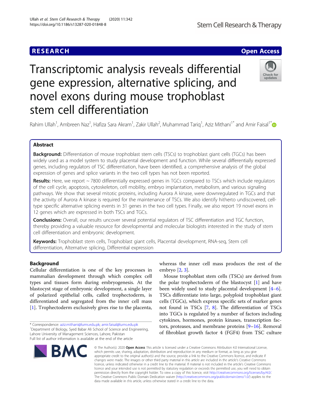 Transcriptomic Analysis Reveals Differential Gene Expression