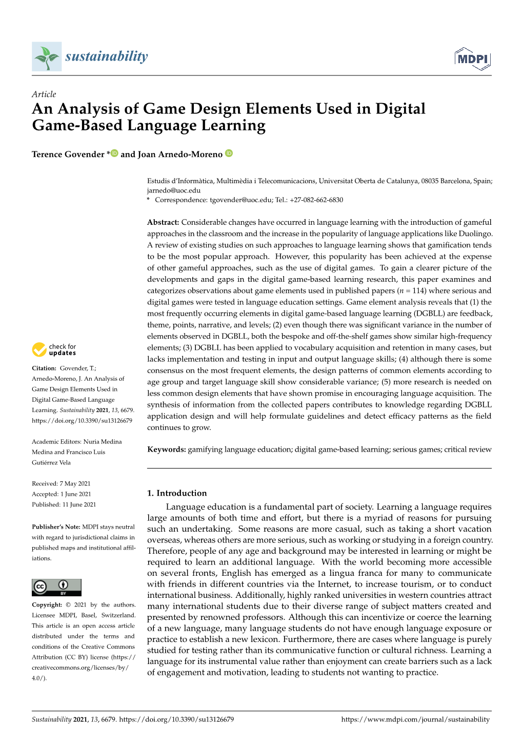 An Analysis of Game Design Elements Used in Digital Game-Based Language Learning