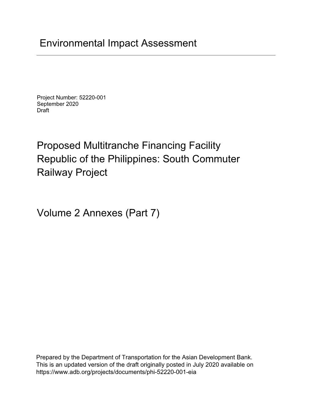 Environmental Impact Assessment Proposed Multitranche Financing