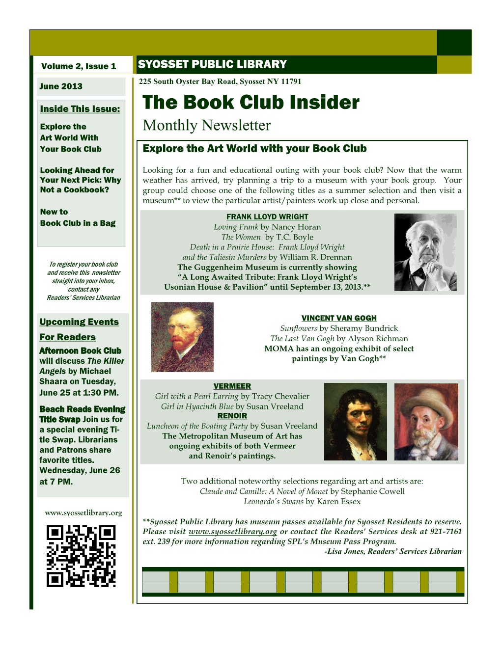 The Book Club Insider Explore the Monthly Newsletter Art World with Your Book Club Explore the Art World with Your Book Club