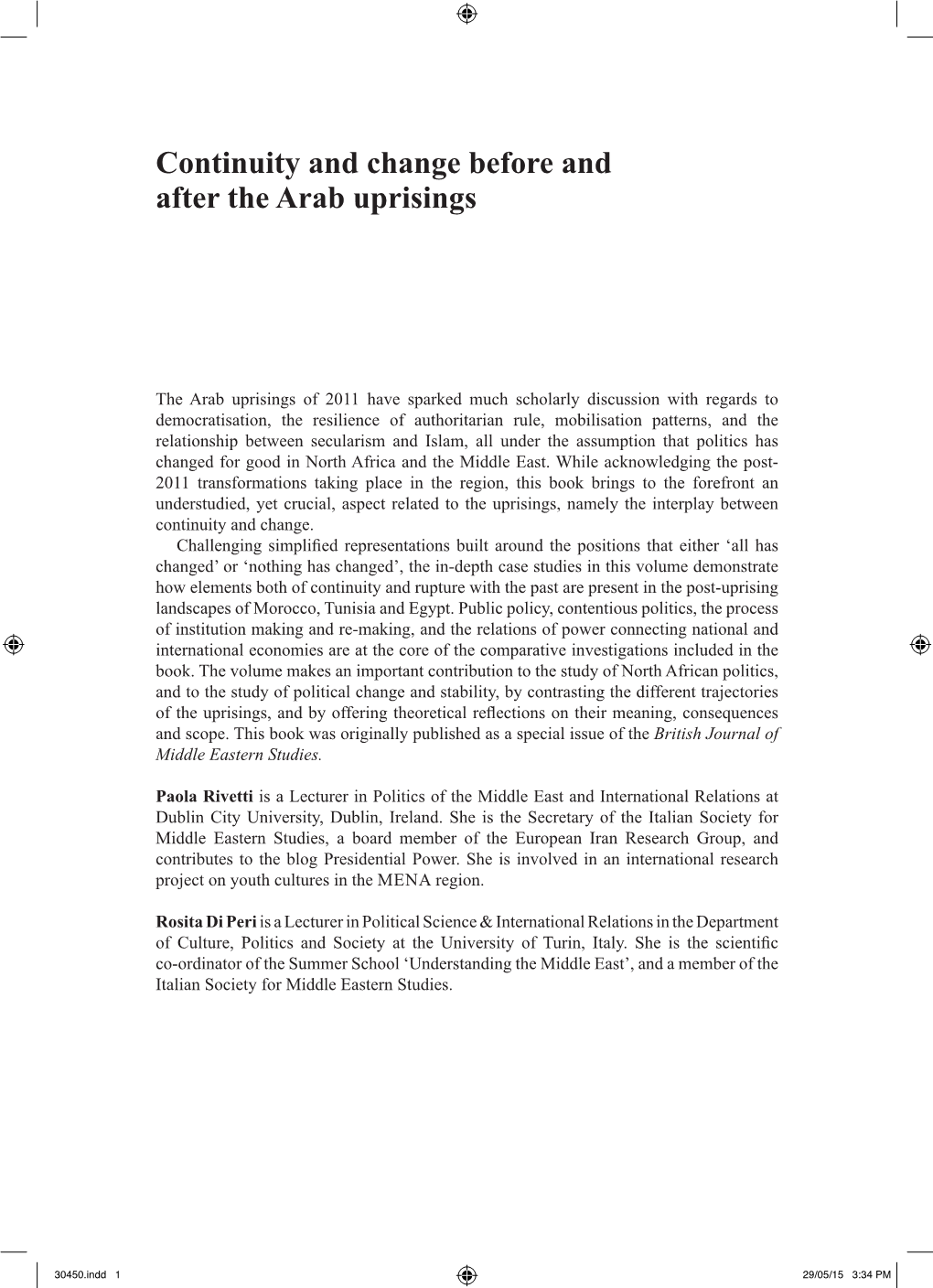 Continuity and Change Before and After the Arab Uprisings