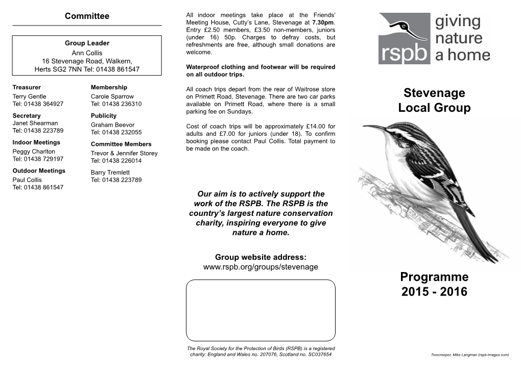 Stevenage Local Group Programme 2015