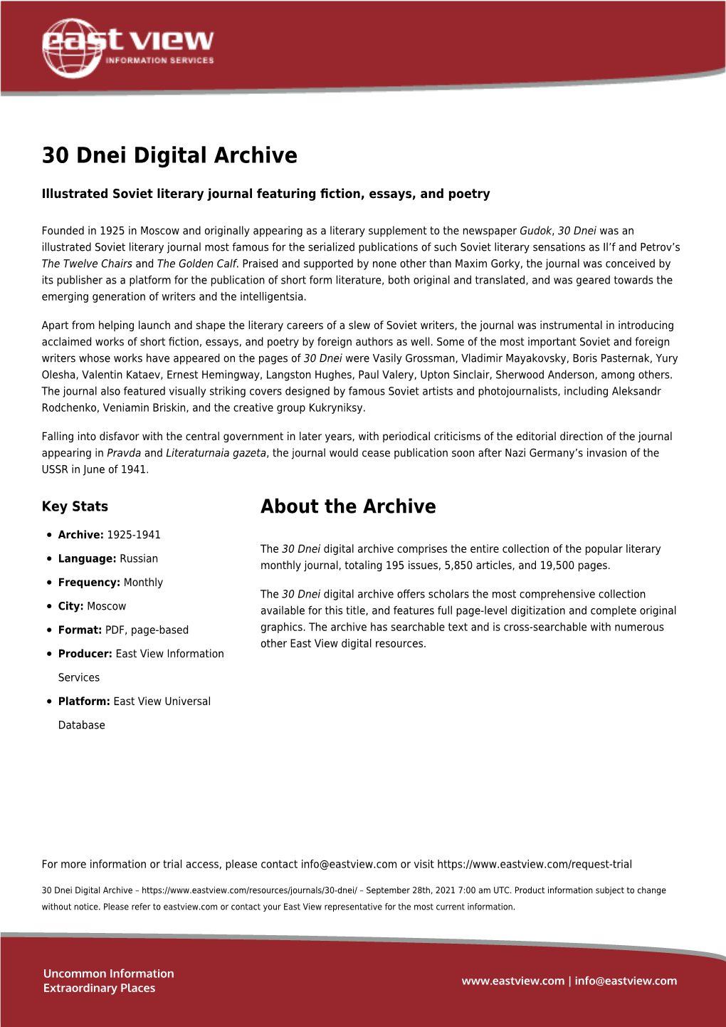 30 Dnei Digital Archive