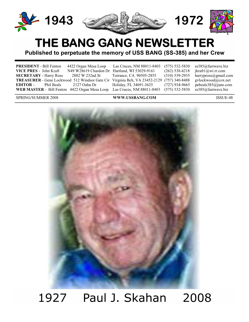 THE BANG GANG NEWSLETTER 1927 Paul J. Skahan 2008