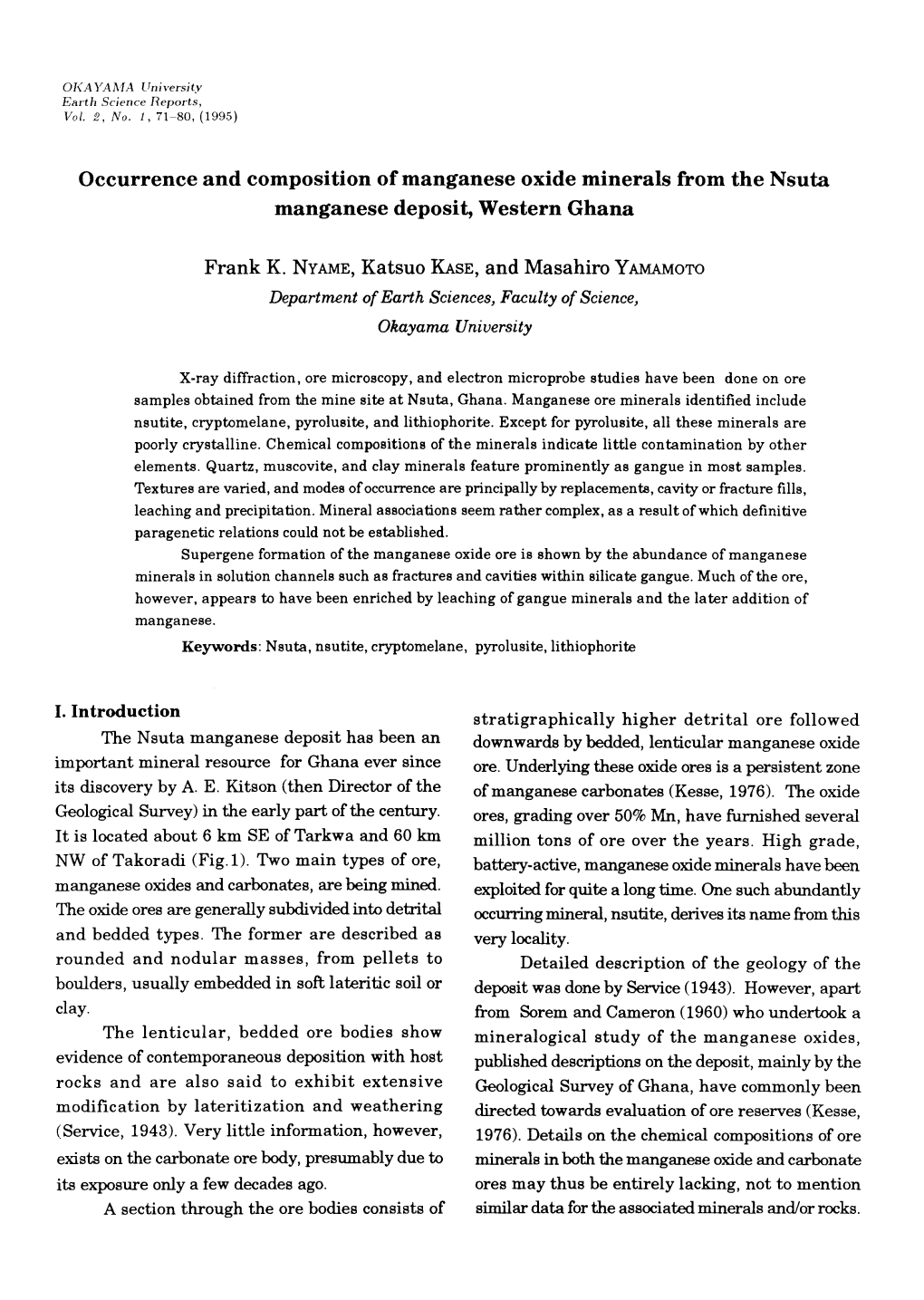 Occurrence and Composition Ofmanganese Oxide Minerals from the Nsuta Manganese Deposit, Western Ghana