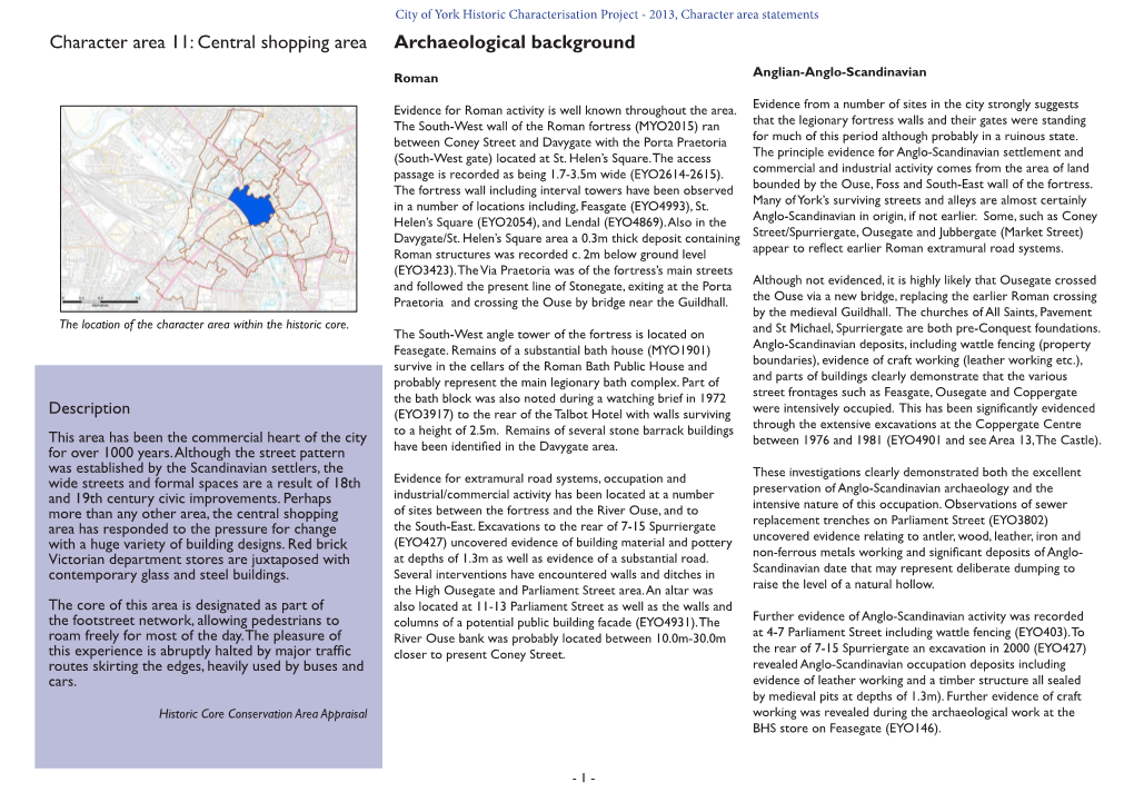 Character Area 11: Central Shopping Area Archaeological Background