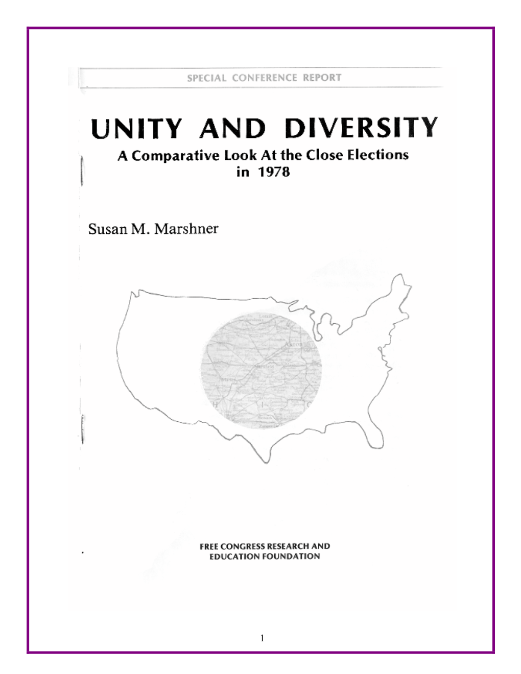 UNITY and DIVERSITY by Free Congress (1979)