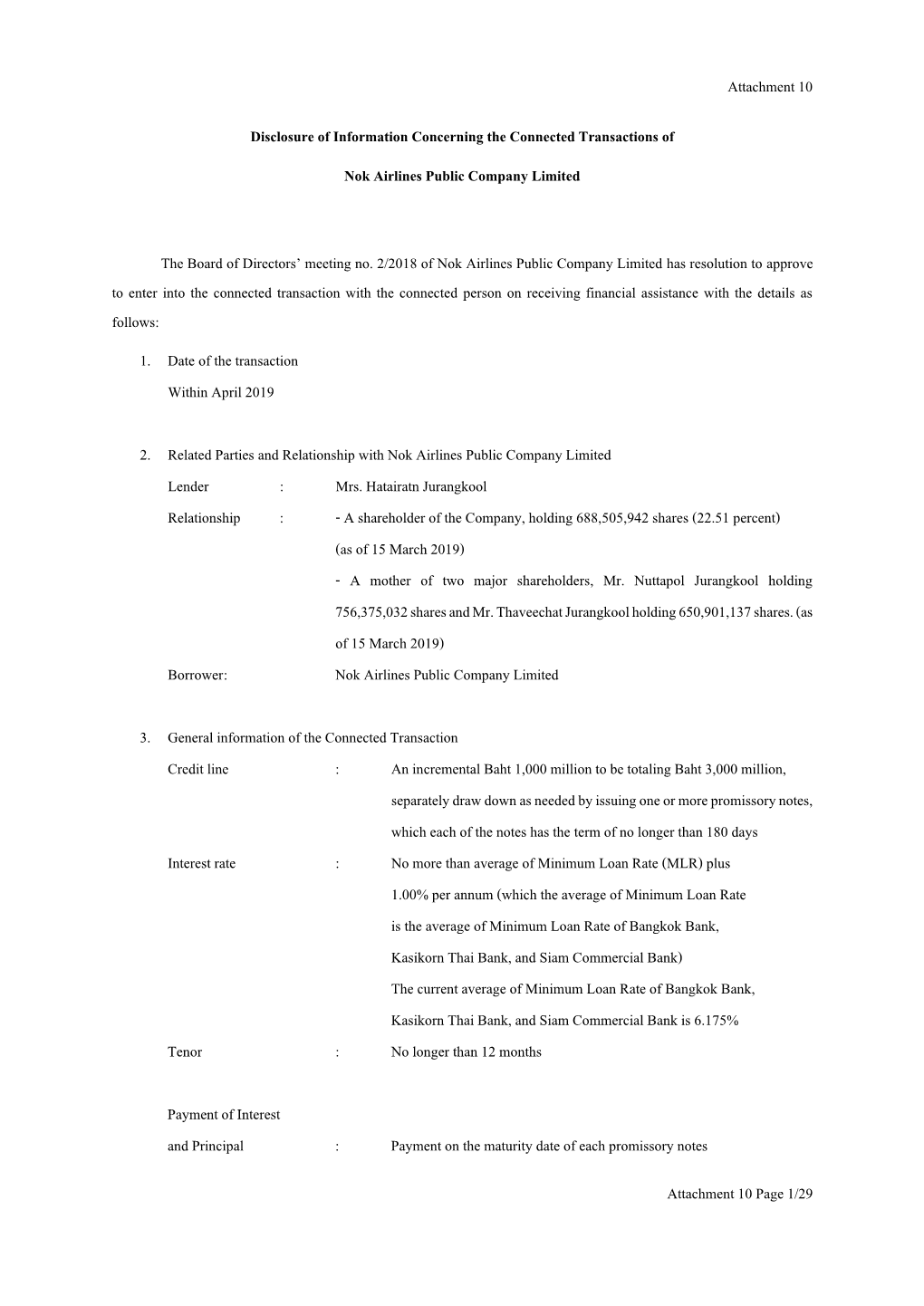 Attachment 10 Attachment 10 Page 1/29 Disclosure of Information