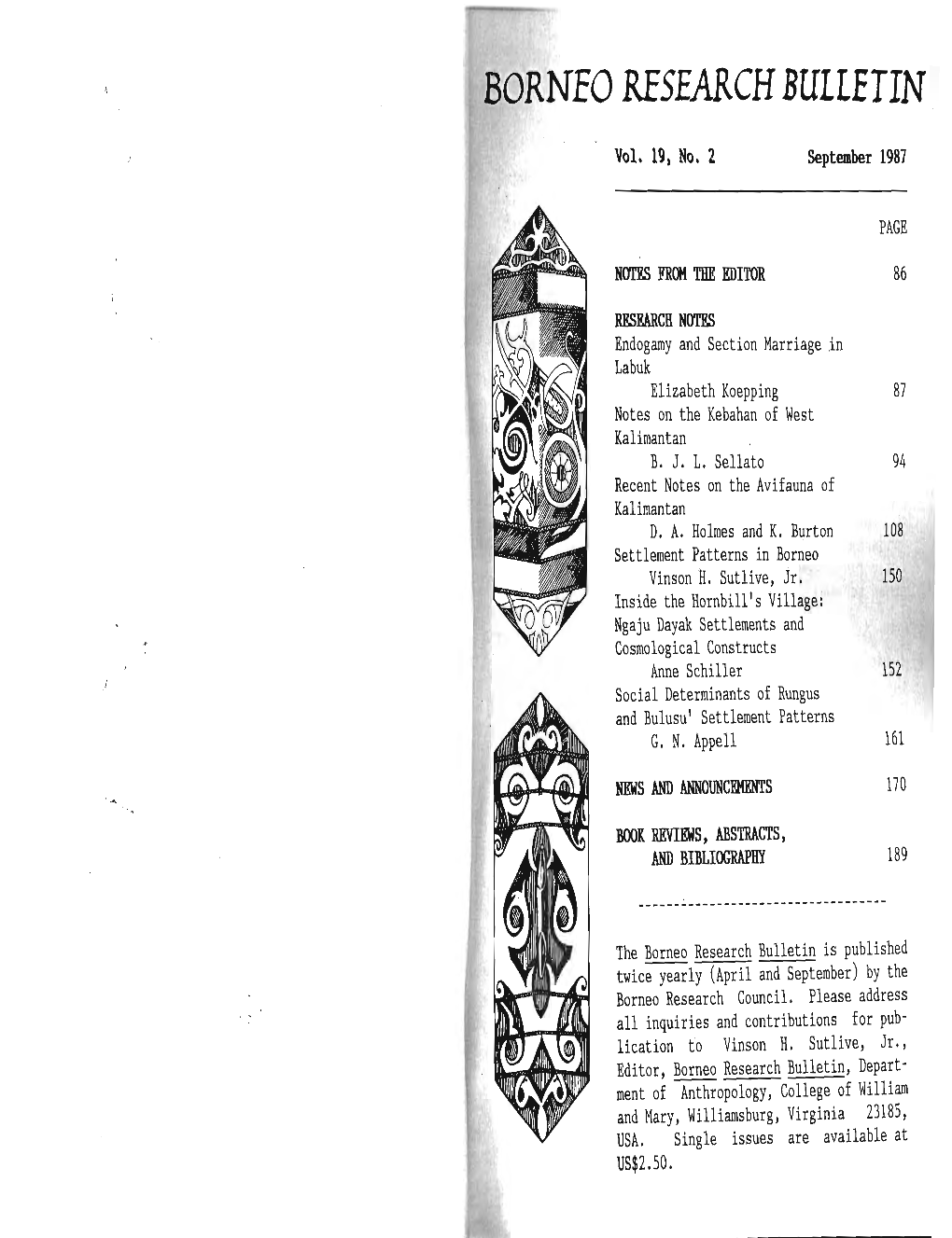 Volume 19, No. 2, 1987