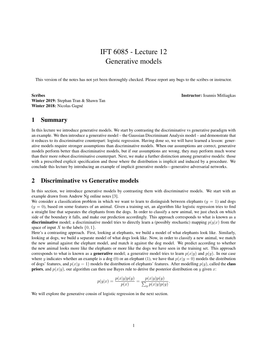 IFT 6085 - Lecture 12 Generative Models