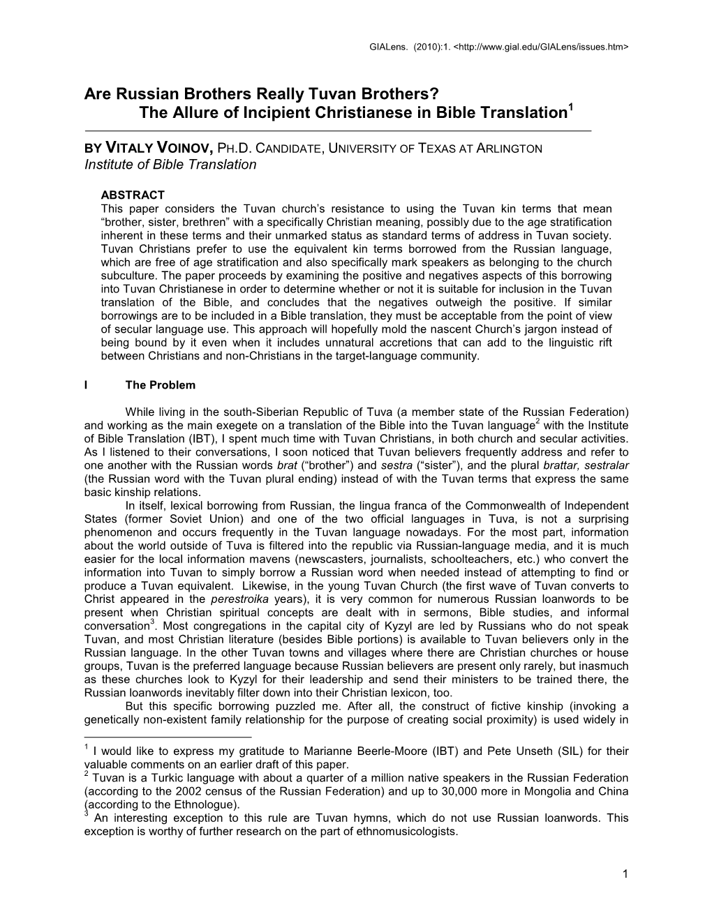 The Allure of Incipient Christianese in Bible Translation 1