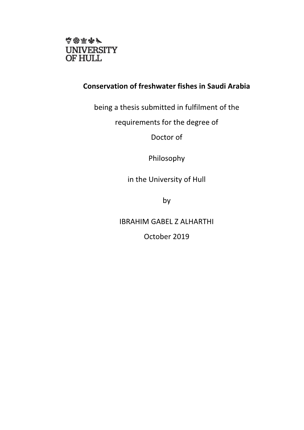 Conservation of Freshwater Fishes in Saudi Arabia