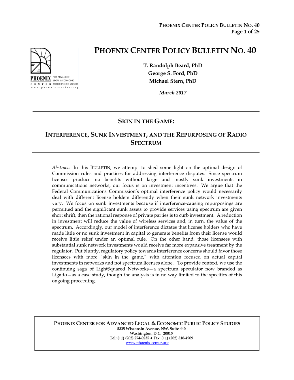 PHOENIX CENTER POLICY BULLETIN NO. 40 Page 1 of 25