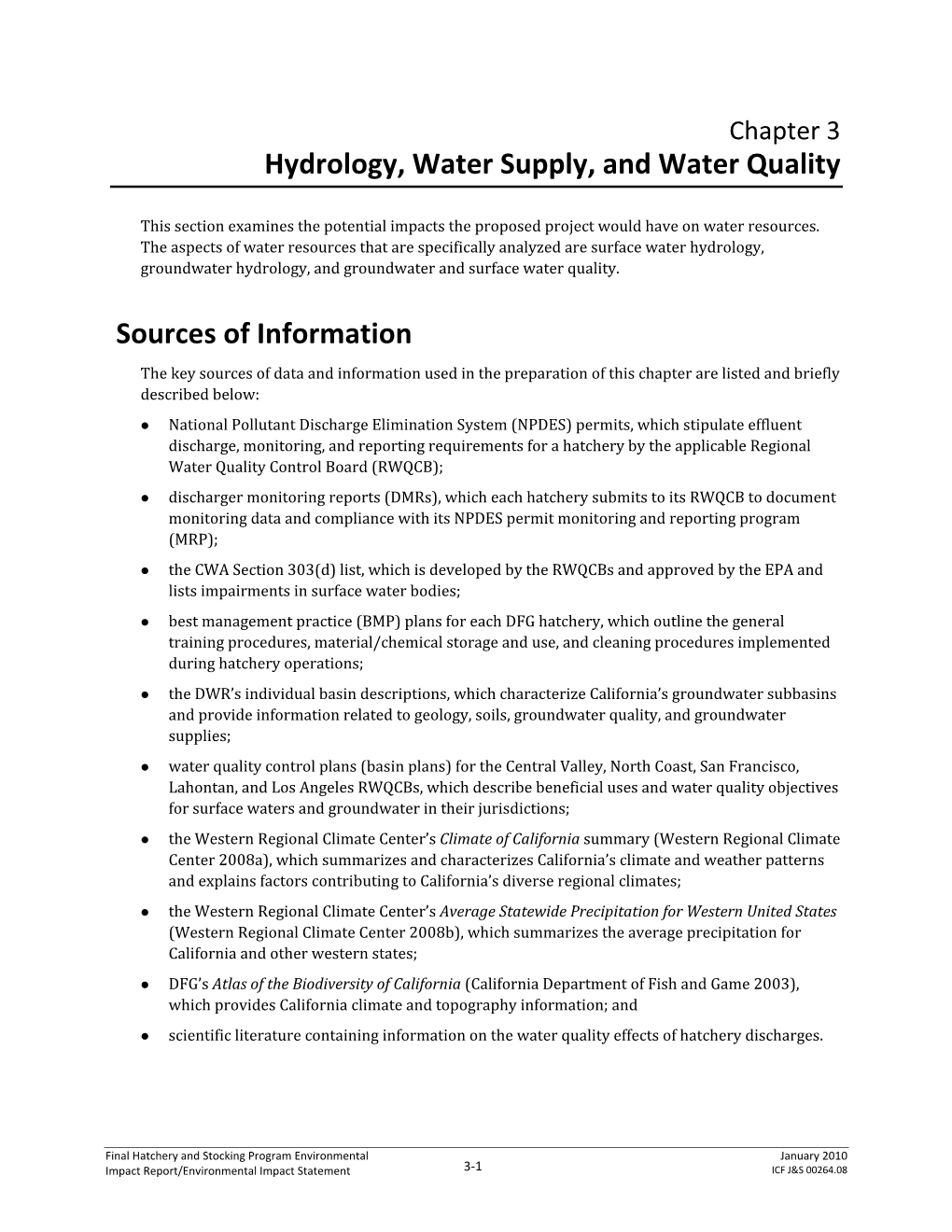 Hydrology, Water Supply, and Water Quality