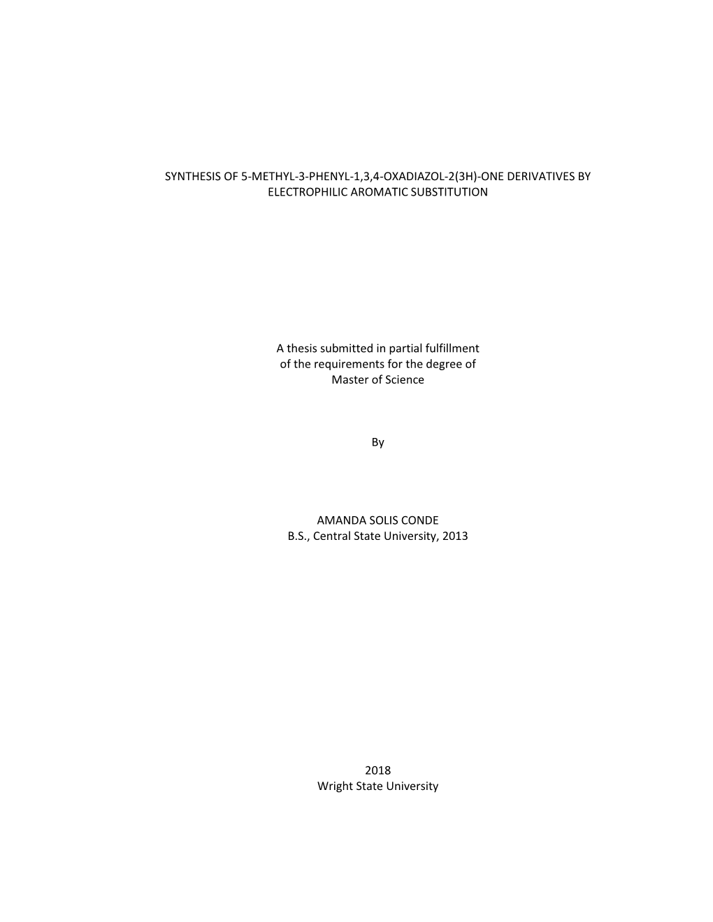 Synthesis of 5-Methyl-3-Phenyl-1,3,4-Oxadiazol-2(3H)-One Derivatives by Electrophilic Aromatic Substitution