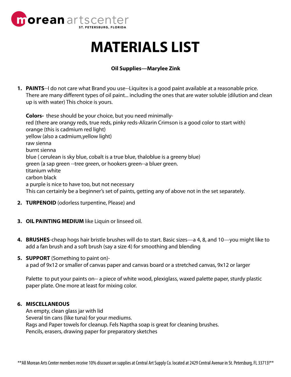 Materials List