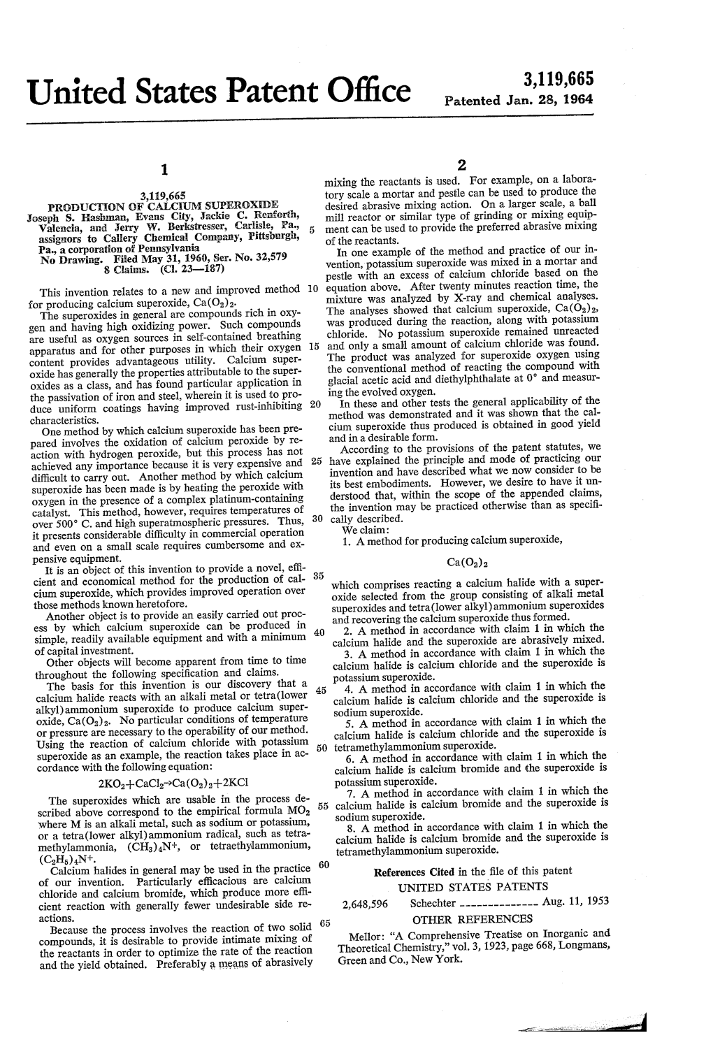 United States Patent Office Patented Jan