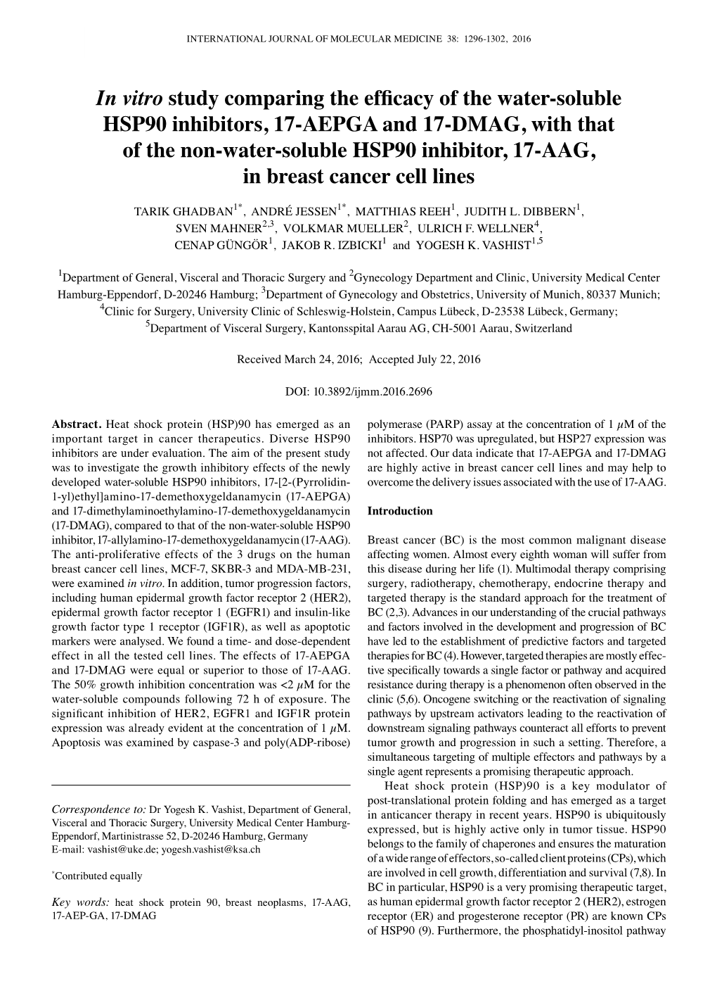 In Vitro Study Comparing the Efficacy of the Water