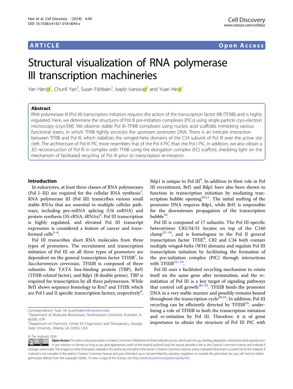Structural Visualization of RNA Polymerase III Transcription Machineries