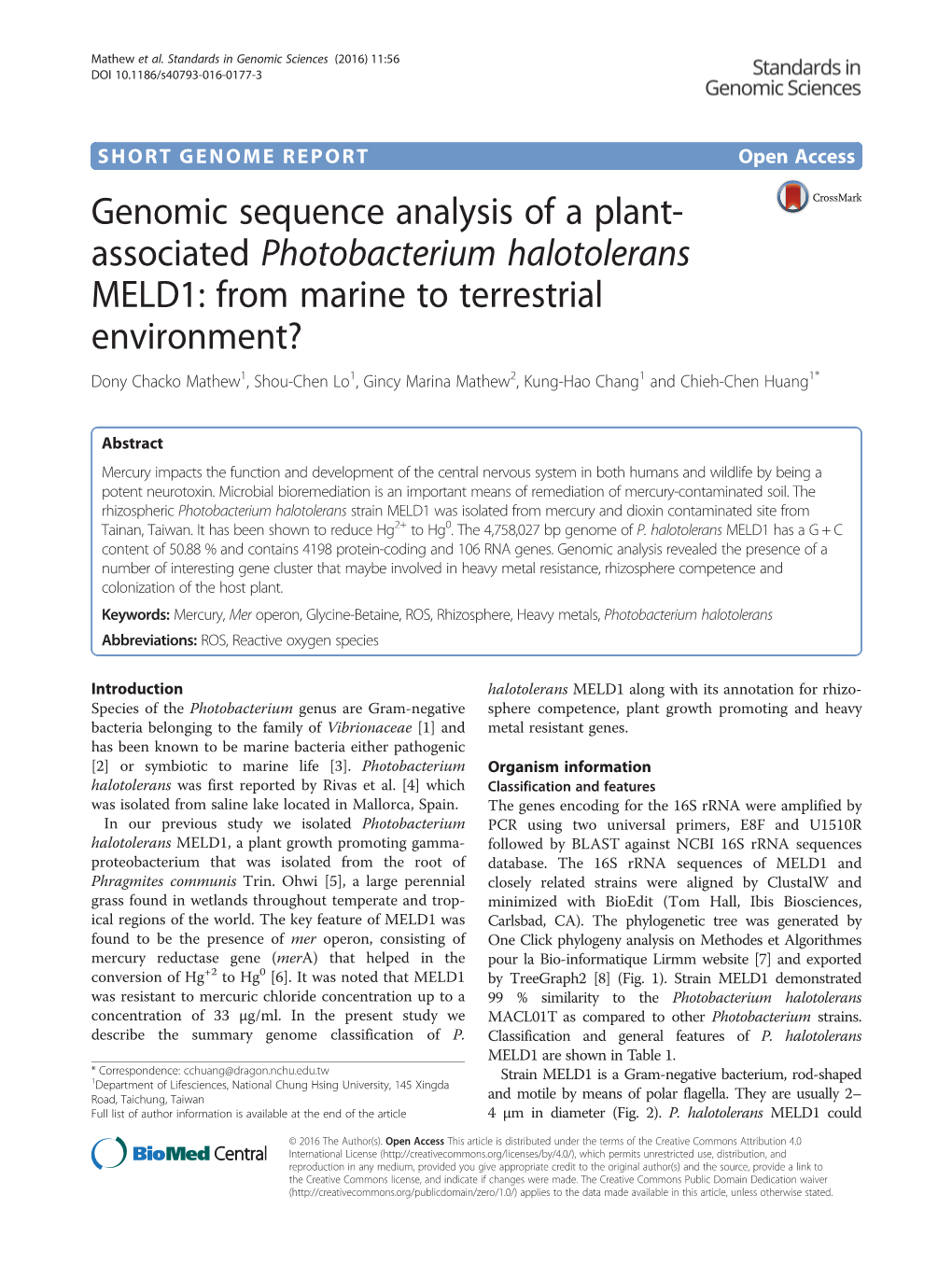 Genomic Sequence Analysis of a Plant