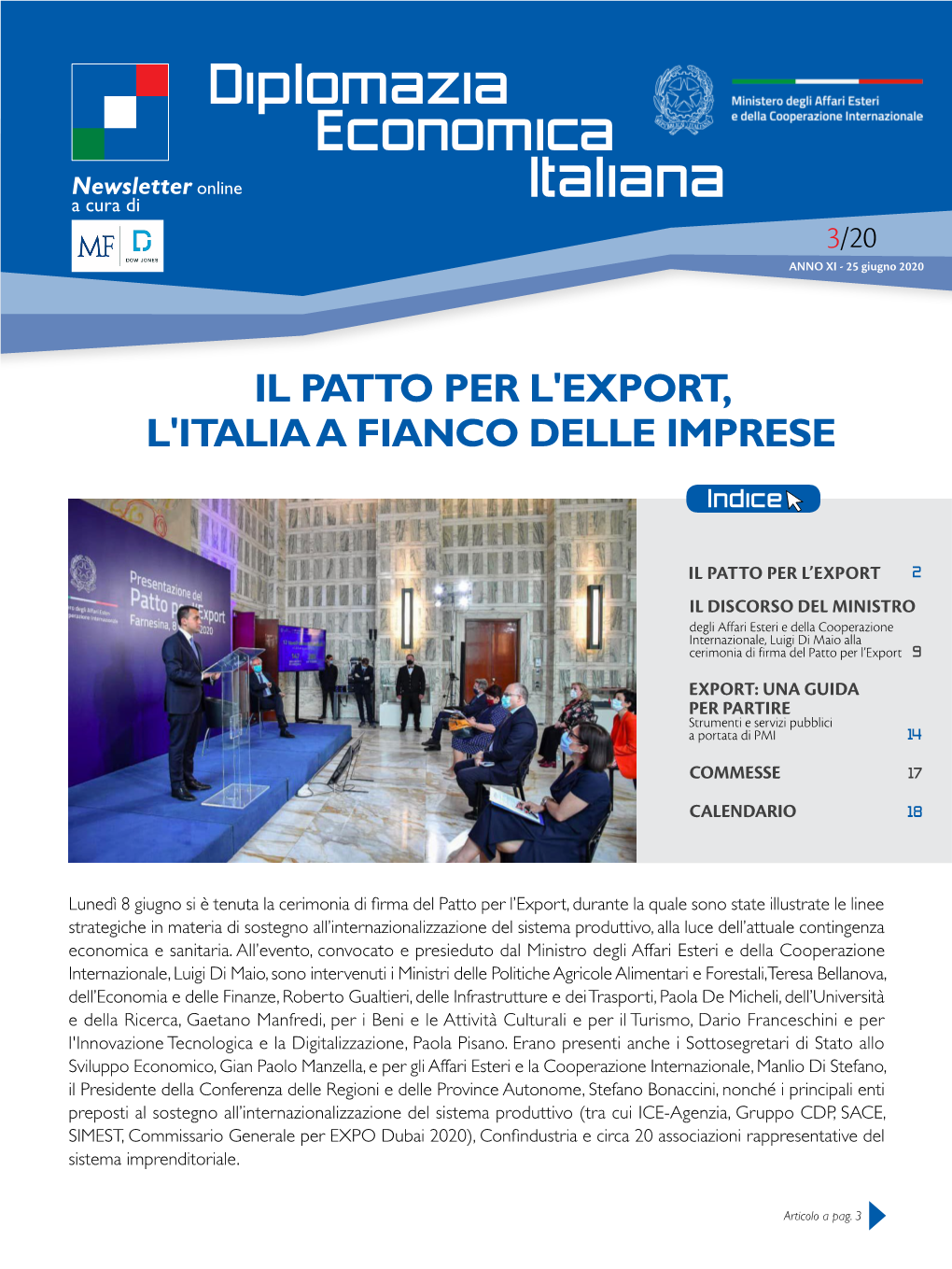 Il Patto Per L'export, L'italia a Fianco Delle Imprese