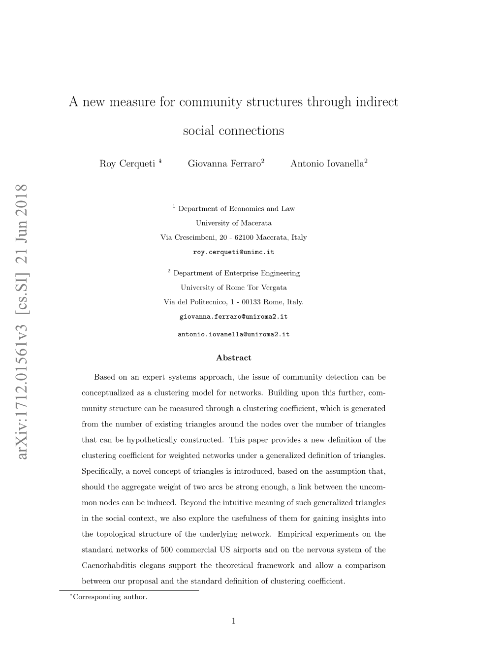 A New Measure for Community Structures Through Indirect Social