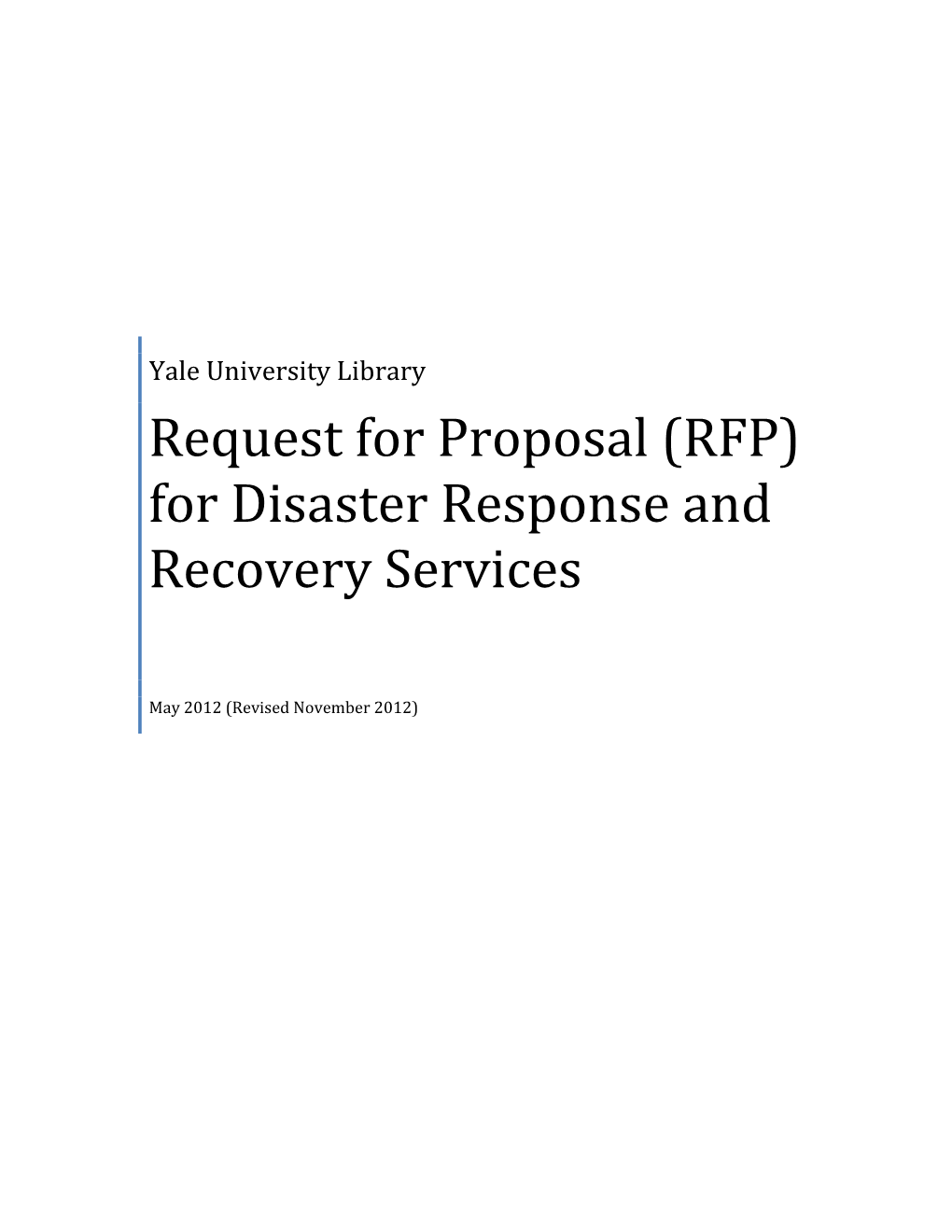 RFP) for Disaster Response and Recovery Services
