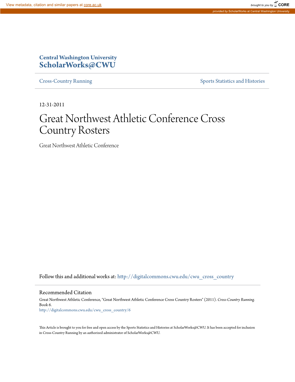 Great Northwest Athletic Conference Cross Country Rosters Great Northwest Athletic Conference
