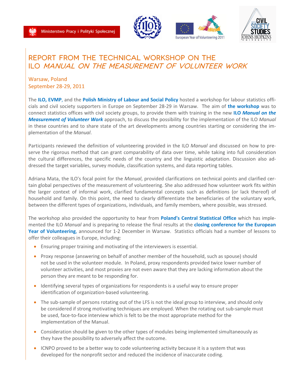 ILO Manual on the Measurement of Volunteer Work