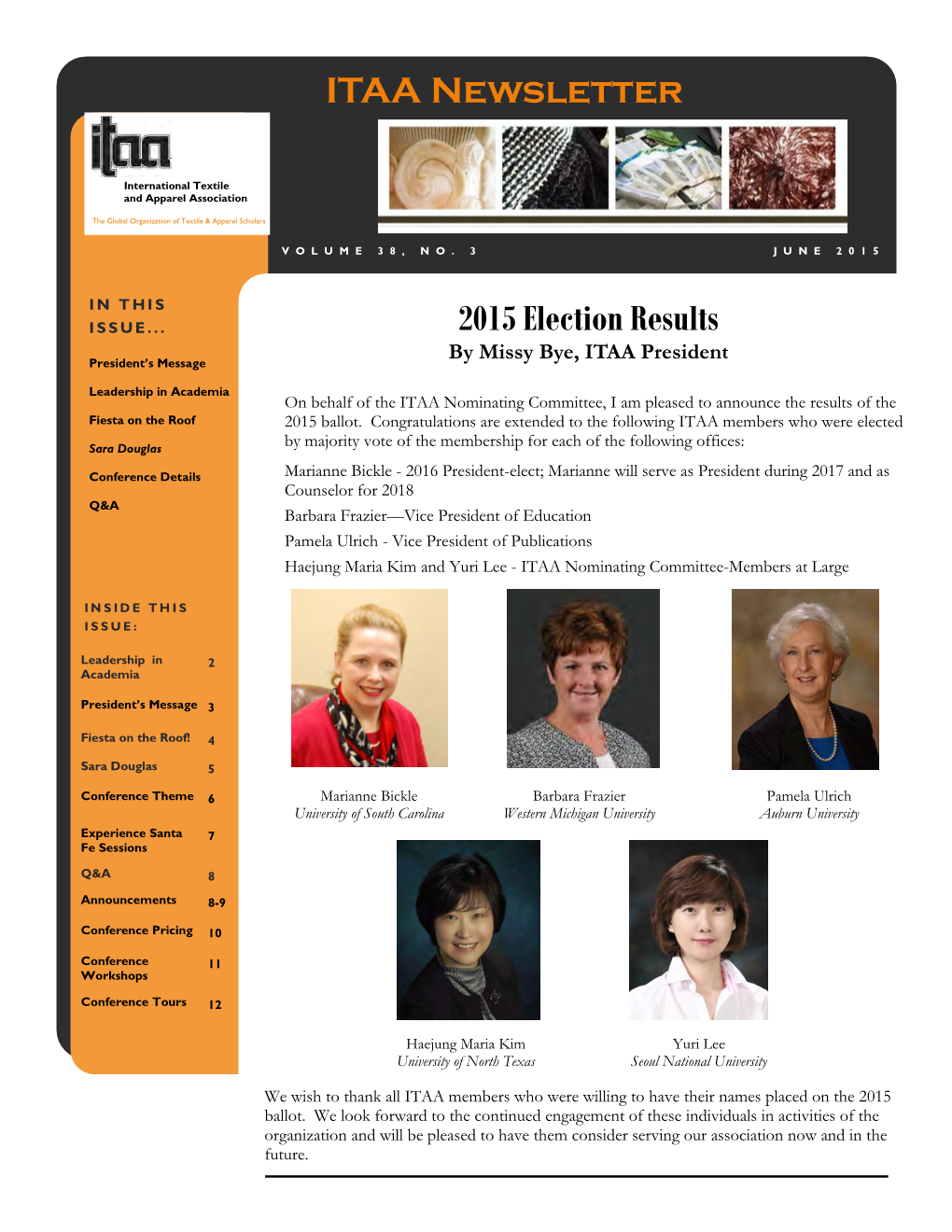 ITAA Newsletter 2015 Election Results