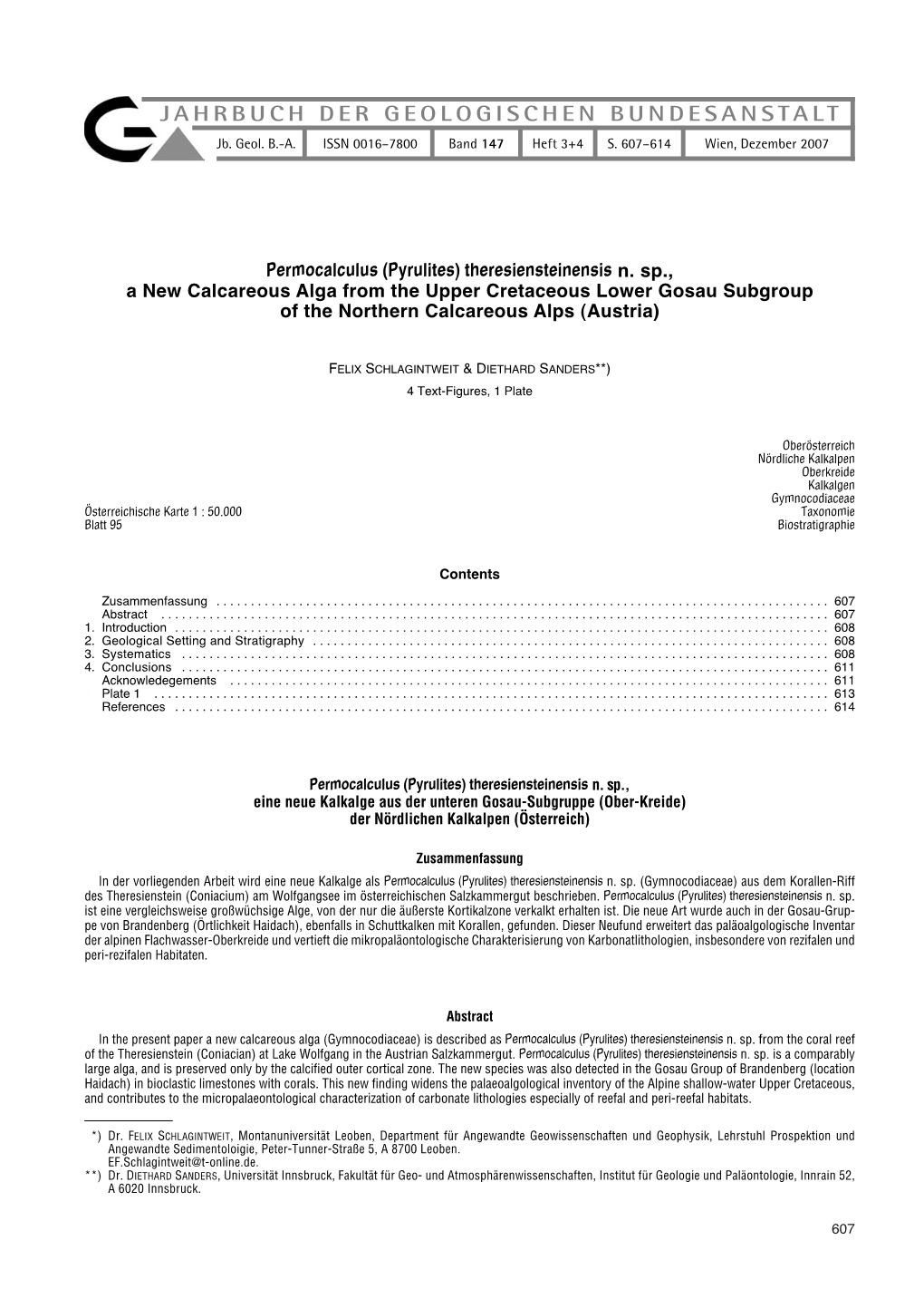 JAHRBUCH DER GEOLOGISCHEN BUNDESANSTALT Jb