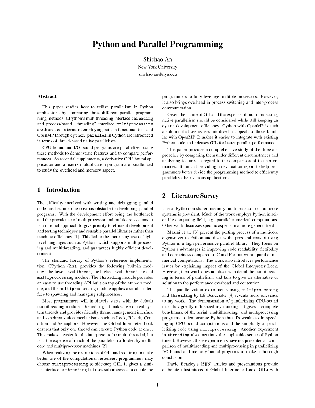 Python and Parallel Programming