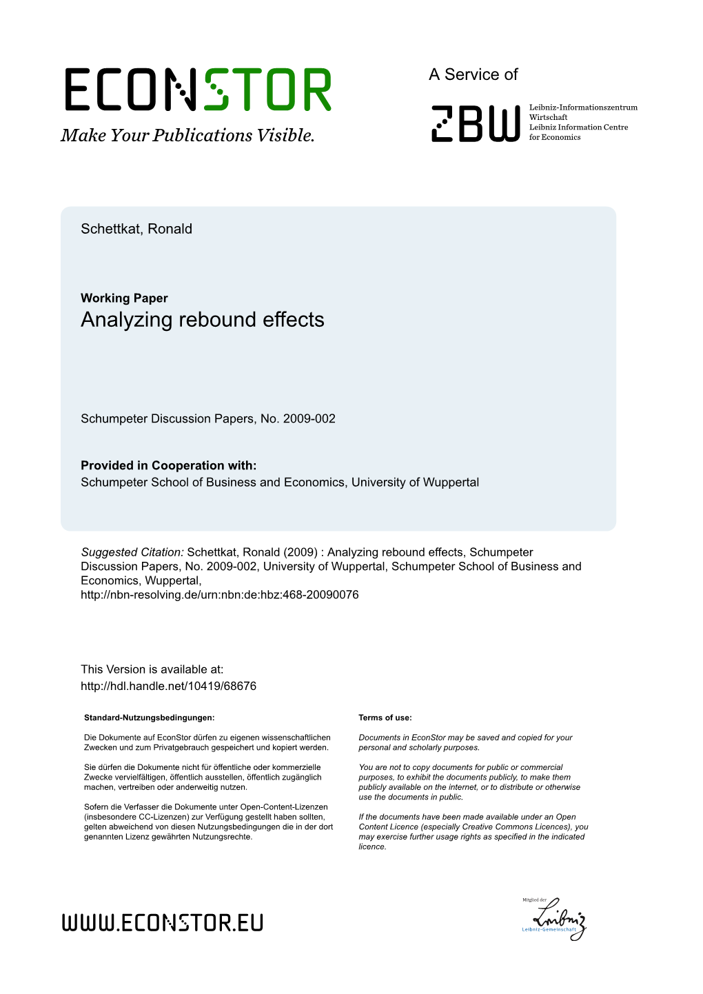 Analyzing Rebound Effects