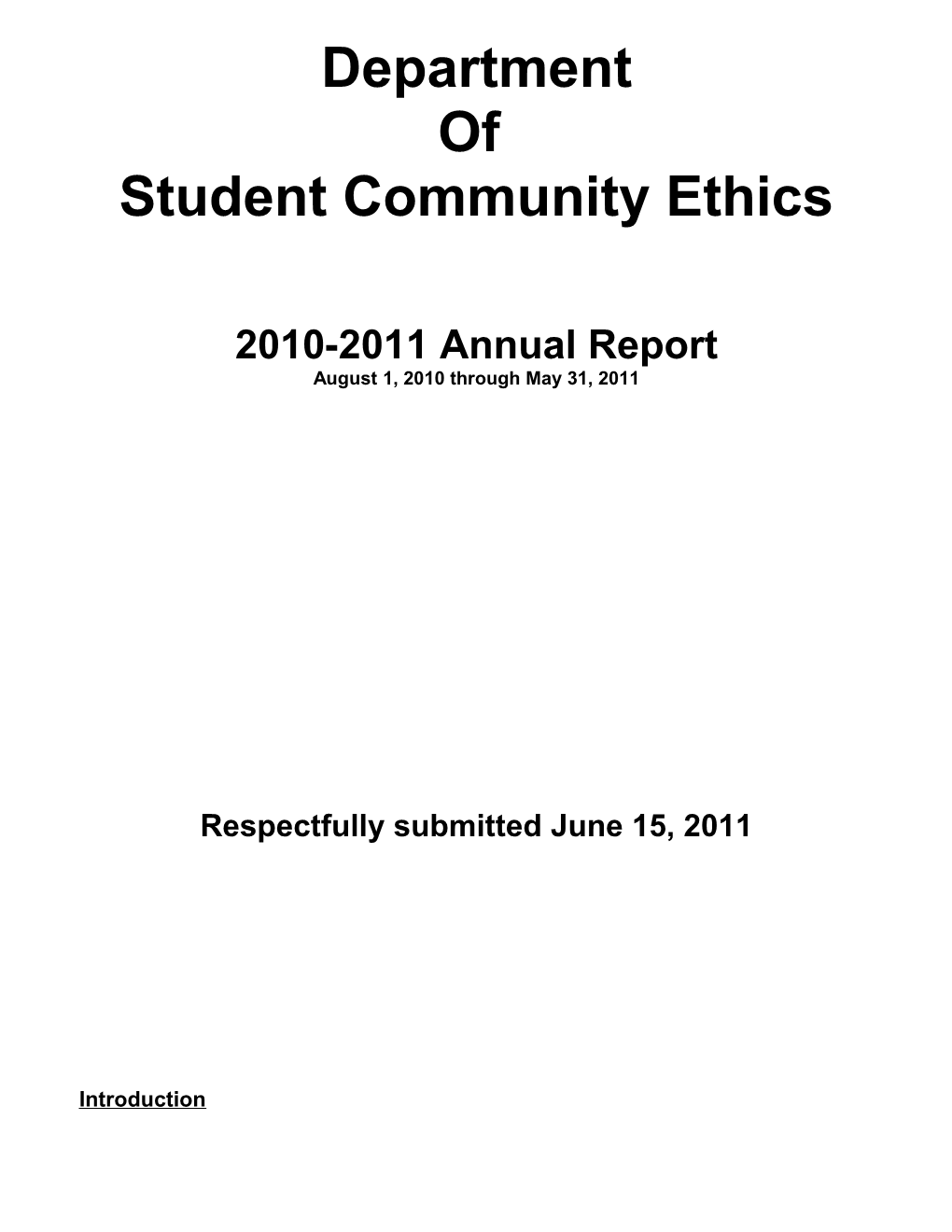 Student Community Ethics