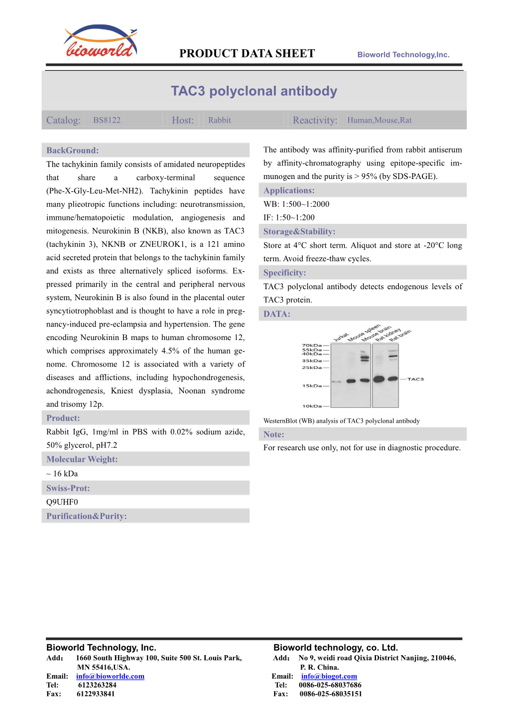 TAC3 Polyclonal Antibody