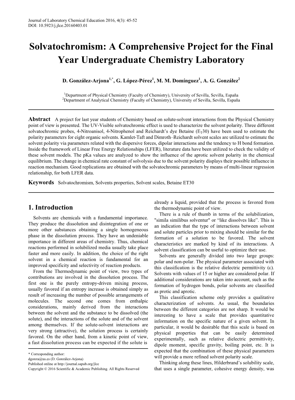 Solvatochromism, Solvents Properties, Solvent Scales, Betaine ET30