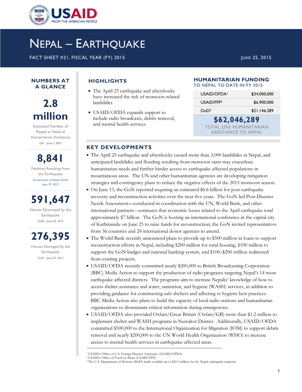 Nepal Earthquake Fact Sheet