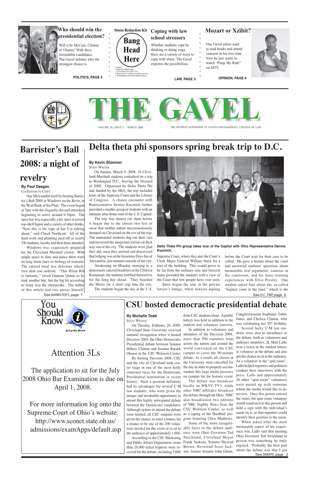 March 2008 the Student Newspaper at Cleveland-Marshall College of Law
