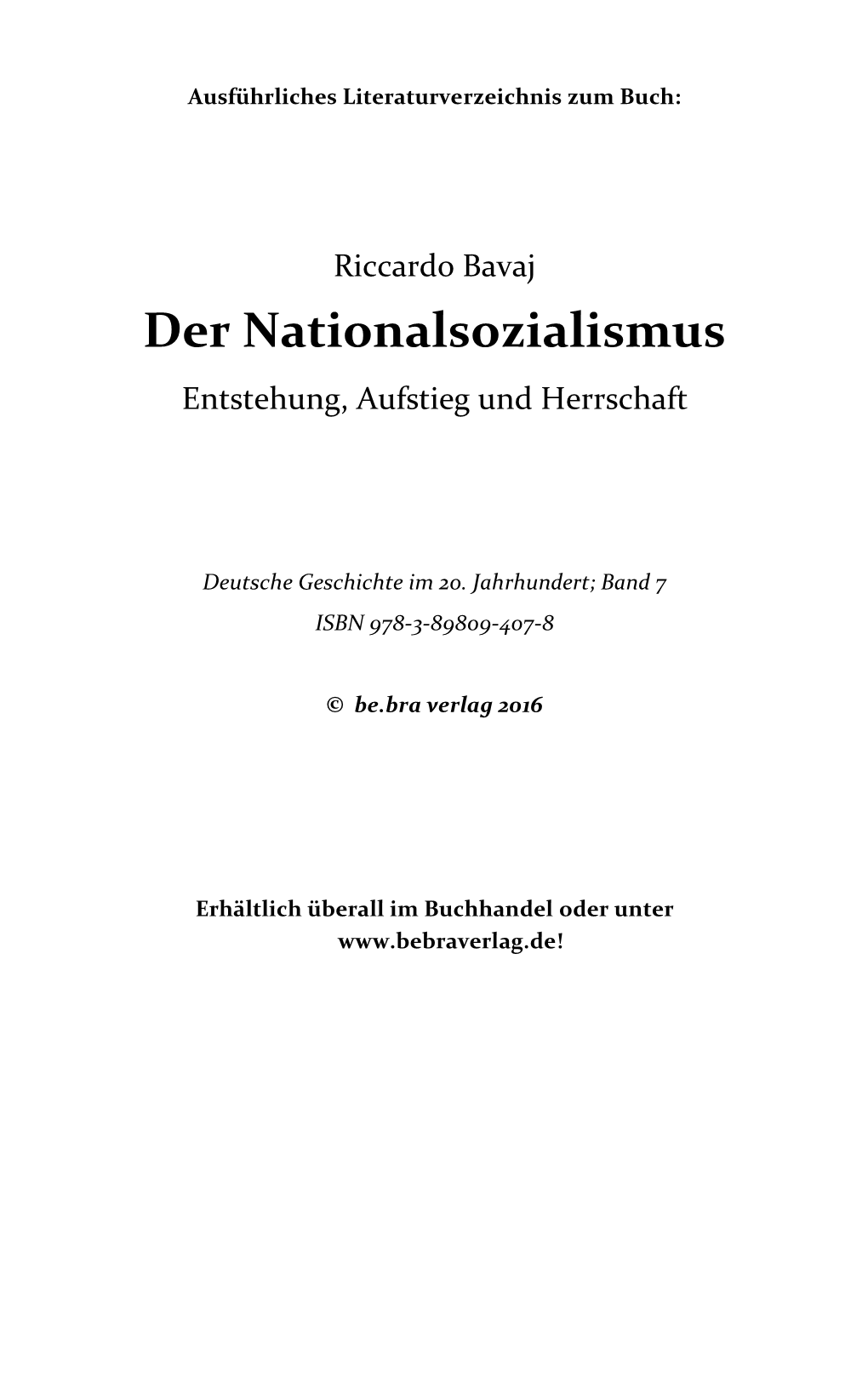 Der Nationalsozialismus Entstehung, Aufstieg Und Herrschaft