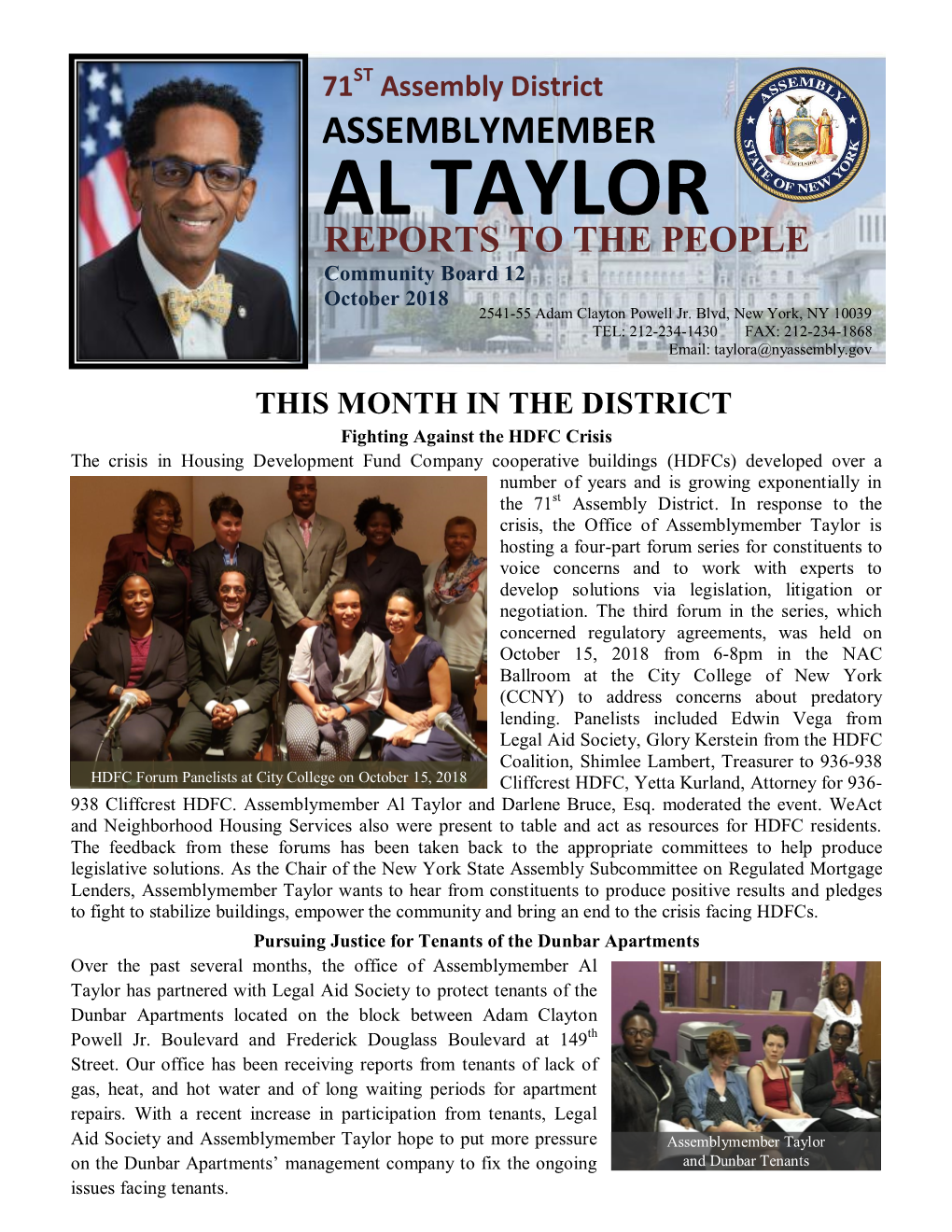 AL TAYLOR REPORTS to the PEOPLE Community Board 12